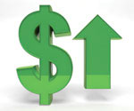 Dollar sign next to an arrow pointing upwards