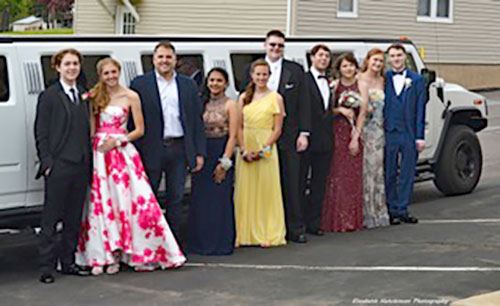 Prom Winners in Front of Limo